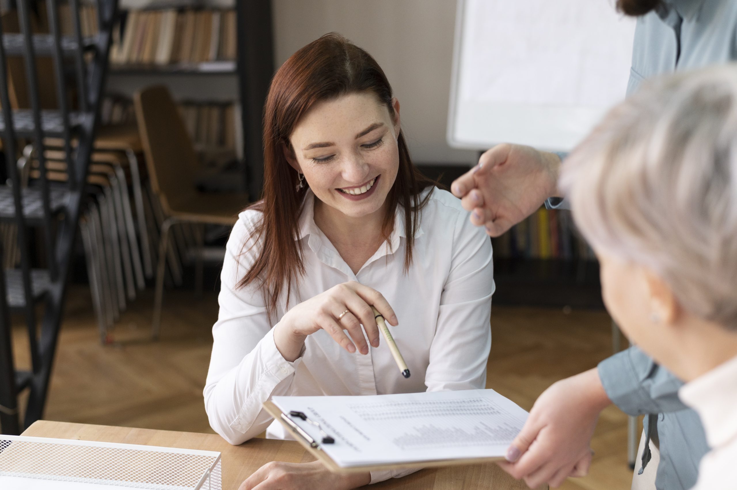 woman looking at a chart